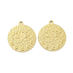 Echt 14 k vergoldet 304 Edelstahl Anhänger, , flach rund mit Augenanhänger, echt 14 k vergoldet, 21.5x18.5x1 mm, Bohrung: 1.5 mm