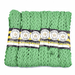 Зеленый Ленты из полипропиленового волокна, форма волны, зелёные, 7~8 мм, 15 двор / пачка, 6 расслоения / мешок