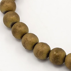 Antique Bronze Plated Electroplate Non-magnetic Synthetic Hematite Beads Strands, Frosted, Grade A, Round, Antique Bronze Plated, 8mm, Hole: 1mm, about 33pcs/strand, 9.8 inch