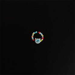 Разноцветный Стеклянные кольца для женщин и девушек, кошка, красочный, внутренний диаметр: 17 мм