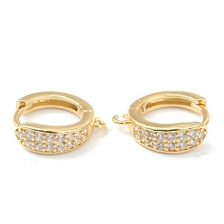 Золотой Латунные микро-паве прозрачные серьги-гвоздики из циркония, с петлей, долговечный, золотые, 17.5x15x5.5 мм, отверстие : 1 мм
