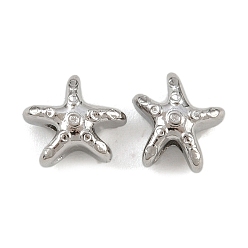 Нержавеющая Сталь Цвет 304 из нержавеющей стали бусы, морская звезда, без свинца, без кадмии и без никеля, цвет нержавеющей стали, 7.5x7.5x4.5 мм, отверстие : 1.8 мм