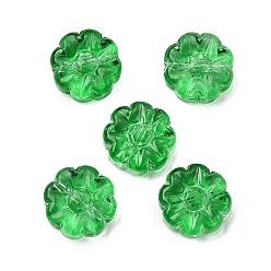 Средний Морско-зеленый Стеклянные бусины, цветок, средний морской зеленый, 13.5x5.5 мм, отверстие : 1 мм