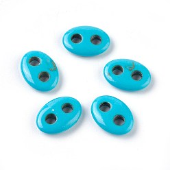 Synthetic Turquoise Synthetic Turquoise Links connectors, Oval, 13.5x9.5x2.5~3mm, Hole: 2.5mm
