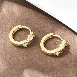 Настоящее золото 18K Серьги-кольца из латуни с микропаве и прозрачными кубическими циркониями в форме короны, реальный 18 k позолоченный, 11.5x13x5 мм