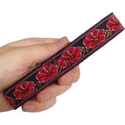 Красный 6.8m жаккардовая лента с цветочным рисунком в этническом стиле из полиэстера, красные, 3/4 дюйм (20 мм), около 7.44 ярдов (6.8 м) / рулон