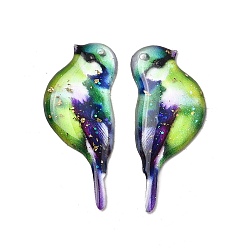 Зеленый 2шт. подвески из прозрачной эпоксидной смолы, птица, золотой фольгой, зелёные, 30x13x2.5 мм, отверстие : 1.2 мм, 2 шт / комплект
