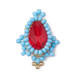 Малиновый Подвески-слезинки из стеклянных бусин, с стеклянного шарика, малиновый, 24x17x8 мм, отверстие : 0.8 мм