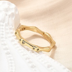 Настоящее золото 18K Регулируемые латунные кольца с микропаве из прозрачных кубических цирконий для женщин, без кадмия, без никеля и без свинца, многоугольник, реальный 18 k позолоченный, 2.5 мм, внутренний диаметр: американский размер 6 3/4 (17.1 мм)