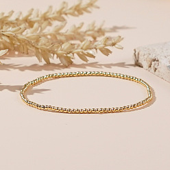 Золотой Латунные браслеты из эластичных бусин для женщин, круглые, золотые, 6.50 дюйм (16.5 см)