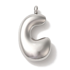 Letter C Не тускнеющие 304 подвески из нержавеющей стали, шарм-буква, цвет нержавеющей стали, буква С, 25.5x14x6.5 мм, отверстие : 2 мм