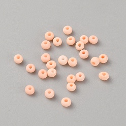 Персиковый Слойка Непрозрачные 8/0 стеклянные бусины, круглое отверстие, матового цвета, круглые, розовые, 3x2 мм, отверстие : 1 мм, 20 г / мешок