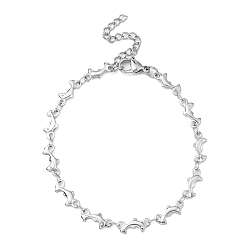 Stainless Steel Color Non-Tarnish 304 Stainless Steel Dolphin Link Chain Bracelet, Stainless Steel Color, 7-1/8 inch(18cm)