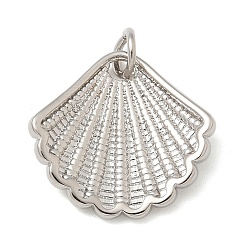 Платина Латунные подвески, подвески в форме ракушек, долговечный, стойки покрытие, без свинца и без кадмия, с целью перехода в кольце, платина, 18x18.5x3 мм, отверстие : 3 мм