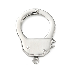 Нержавеющая Сталь Цвет 304 из нержавеющей стали пряжки, без никеля , в форме наручников, цвет нержавеющей стали, 38x26.5x4 мм, отверстие : 2 мм