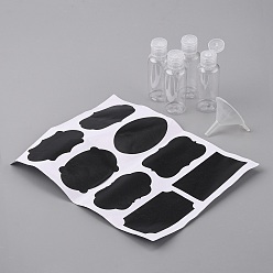 Прозрачный Бутылки с откидной крышкой для домашних животных, с пластиковой воронкой и наклейками на доске, прозрачные, 9.25x3.25 см, Емкость: 50 мл