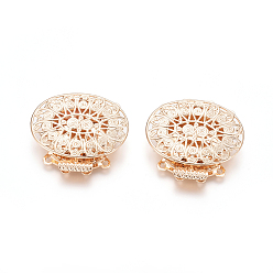 Light Gold Застежки латунные коробки, многожильные застежки, 4-нити, 8 отверстия, долговечный, овальные, золотой свет, 26x26.5x5 мм, отверстие : 1.2 мм