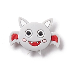 Light Grey Silicone Focal Beads, Bat, Light Grey, 24.5x31x10mm, Hole: 2mm