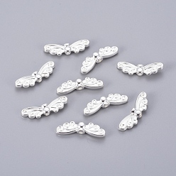Серебро Сплавочные овальные бусины тибетского стиля , без свинца и без кадмия, серебряный цвет гальваническим, крыло, 22x7 мм, отверстие : 1 мм