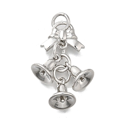 Платина Латунные подвески, без кадмия, без никеля и без свинца, бантик и колокольчик, с целью перехода в кольце, платина, 31.5x13x11 мм, отверстие : 3.5 мм