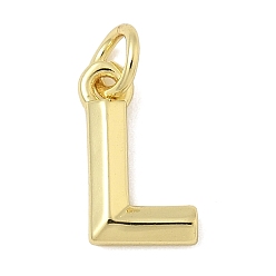 Letter L Латунь прелести, стойки покрытие, без кадмия и без свинца, долговечный, с целью перехода в кольце, реальный 18 k позолоченный, Письмо L, 12x7x2 мм, отверстие : 3 мм