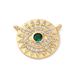 Прозрачный Латунные микро проложить кубического циркония подвески, без кадмия и без свинца, круглый с оберегами от сглаза, реальный 16 k позолоченный, прозрачные, 17.5x21x2.5 мм, отверстие : 1.4 мм