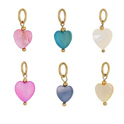 (52) Непрозрачная лаванда 304 из нержавеющей стали подвески оболочки, шарма сердца, окрашенные, ионное покрытие (ip), реальный 18 k позолоченный, долговечный, разноцветные, 8x3 мм, отверстие : 4 мм