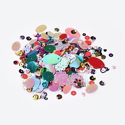Mixed Color Plastic Paillette/Sequins Beads, Mixed Color, 1.4~22x1.4~18.5x0.2~2.2mm, Hole: 1.2~1.5mm
