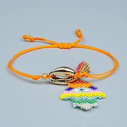 Разноцветный Женские браслеты с подвеской на руку из бисера Миюки с регулируемой подвеской в виде хамсы, красочный