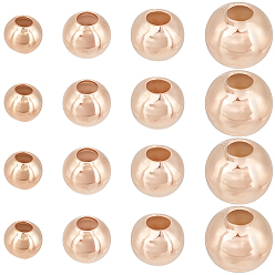 Розовый Позолоченный 40 шт. 4 стили круглые 925 бусины-разделители из стерлингового серебра, Настоящее розовое золото покрыто, 2~4 мм, отверстие : 0.7~1.3 мм, 10 шт / стиль