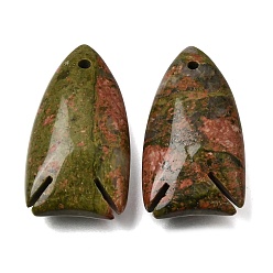 Unakite Natural Unakite Pendants, Fish Charms, 39~40x22x12mm, Hole: 2mm
