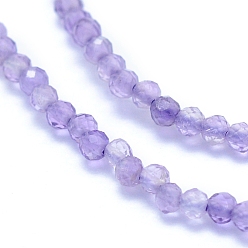 Amethyst Natural Amethyst Beads Strands, Faceted, Round, 2mm, Hole: 0.6mm, about 212pcs/strand, 15.35 inch(39cm)