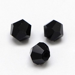 Black Imitation 5301 Bicone Beads, Transparent Glass Faceted Beads, Black, 3x2.5mm, Hole: 1mm, about 720pcs/bag