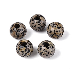 Dalmatian Jasper Natural Dalmatian Jasper European Beads, Smooth Round, Large Hole Beads, 16x14~15mm, Hole: 5~5.5mm