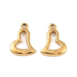 Real 18K Gold Plated Ion Plating(IP) 304 Stainless Steel Pendants, Heart, Real 18K Gold Plated, 15x11x2mm, Hole: 1.5mm