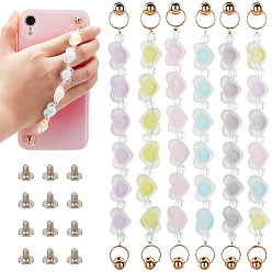 Mixed Color 6Set 6 Colors Plastic Frosted Heart Beaded Chain, with Iron Screw Nuts and Screws, for DIY Keychains, Phone Case Decoration, Jewelry Accessories, Platinum, Mixed Color, 16.8x1.3x0.95cm, 1set/color
