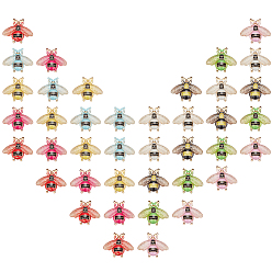 Mixed Color Transparent Acrylic Pendants, with Plated Bottom, Bees, Mixed Color, 26.5x32.5x4mm, Hole: 1mm, 8 colors, 6pcs/color, 48pcs/box