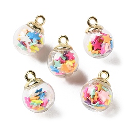 Звезда Стеклянные подвески, круглые, с ccb и полимерной глиной ручной работы, звезда, 21.5x16 мм, отверстие : 2.5 мм