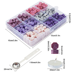 Purple CRASPIRE DIY Scrapbook Crafts, Including Sealing Wax Particles, Plastic Bead Containers, Stainless Steel Spoons and Candles, Purple, 9mm, 364pcs/set