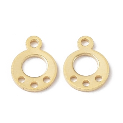 Настоящее золото 24K Латунные люстры ссылки компонент, без кадмия и без свинца, плоско-круглые, реальный 24 k позолоченный, 9x7x0.5 мм, Отверстие : 1.2 мм & 1 мм