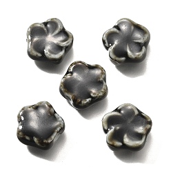 Negro Cuentas de porcelana hechas a mano, flor, negro, 14.5x15x6.5 mm, agujero: 2 mm