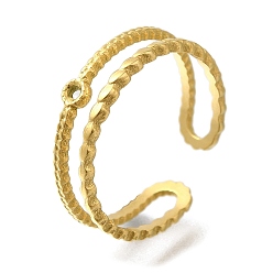 Настоящее золото 18K Ионное покрытие (IP) 304 Компоненты открытого манжетного кольца из нержавеющей стали, настройки кольца для горного хрусталя, реальный 18 k позолоченный, внутренний диаметр: регулируемый, 5.5 мм, пригодный для стразов 1.5 мм