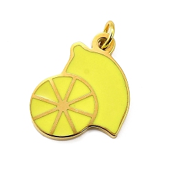 Лимон 304 из нержавеющей стали шармы эмали, с целью перехода в кольце, ионное покрытие (ip), реальный 18 k позолоченный, лимон, 15x12x1.5 мм, отверстие : 2.5 мм