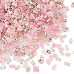 Pink Светящиеся акриловые бусины разных стилей, арахис, светится в темноте, розовые, 6.5~7x4x3~3.5 мм, отверстие : 1.4 мм, 10000 шт / 500 г