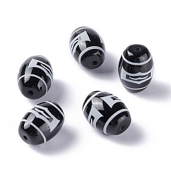 Roc/Peng Pattern Тибетского стиля бусы дзи, природных бисера агат, окрашенная и подогревом, овальные, шаблон roc / peng, 13.5x10 мм, отверстие : 1.2 мм