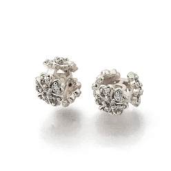 Платина Латунные микропаве прозрачные кубики из циркония, стойки покрытие, долговечный, без свинца и без кадмия, цветок, платина, 10x7 мм, отверстие : 1.8 мм