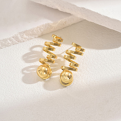 Круглые Серьги-гвоздики из нержавеющей стали, реальный 18 k позолоченный, круглые, 32x13 мм