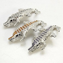 (52) Непрозрачная лаванда Соединители звеньев сплава горный хрусталь, класс А, платина, крокодил, разноцветные, 62x30x7 мм, отверстие : 2 мм