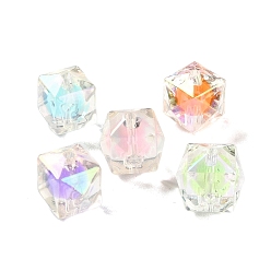 Cube УФ-покрытие радужные прозрачные акриловые бусины, бусина в бусине, кубические, 15.5x15.5x15 мм, отверстие : 2.5 мм
