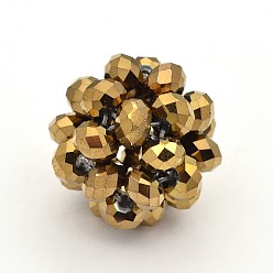 (252) Цвет внутри: морской / фиолетовый на подкладке Гальваническое стекло круглых тканых бусин, кассетные шарики, полное покрытие, античная бронза покрытие, 14 мм, бусины : 4 мм